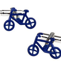 Blue Bicycle Rhodium Plated Cufflinks