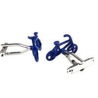 Blue Bicycle Rhodium Plated Cufflinks