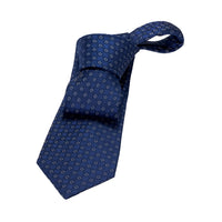 Blue & Silver Geometric Foulard Silk Tie