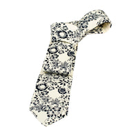 Cream & Black Floral Cotton Tie