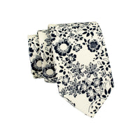 Cream & Black Floral Cotton Tie