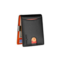 Lexington Slim Leather Wallet, Black / Orange