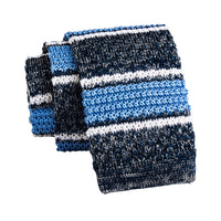 Grey & Blue Stripes Knitted Silk Tie