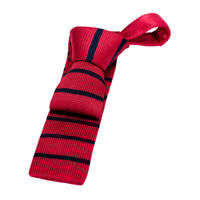 Red & Black Stripes Silk Knit Tie