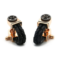 Black Rope Leather Cufflinks