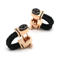 Black Leather Rope Cufflinks