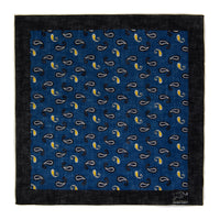 Blue, Yellow & White Paisley Linen Pocket Square