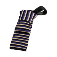 Purple, Black & White Striped Silk Knit Tie