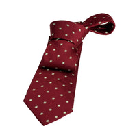 Burgundy & Light Green Geometric Foulard Silk Tie