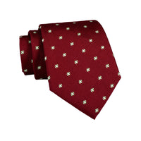 Burgundy & Light Green Geometric Foulard Silk Tie