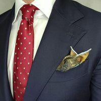 Burgundy & Light Green Geometric Foulard Silk Tie