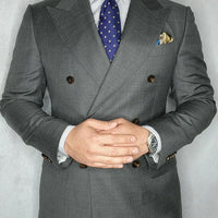 Navy & Gold Geometric Foulard Silk Tie