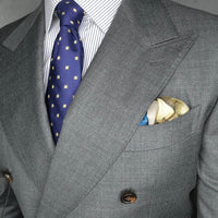 Navy & Gold Geometric Foulard Silk Tie
