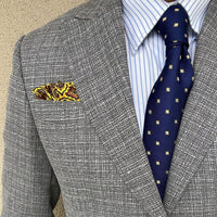 Navy & Gold Geometric Foulard Silk Tie