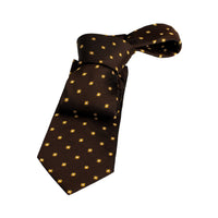 Dark Brown & Gold Geometric Foulard Silk Tie