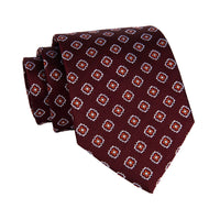 Burgundy & Orange Foulard Silk Tie