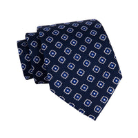 Navy & Blue Foulard Silk Tie