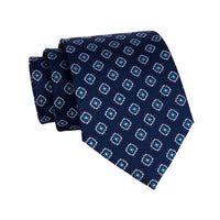 Navy & Turquoise Foulard Silk Tie