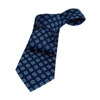 Navy & Turquoise Foulard Silk Tie