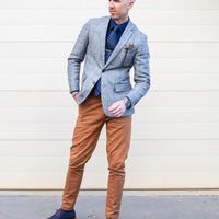 Navy, Blue & Brown Geometric Foulard Silk Tie