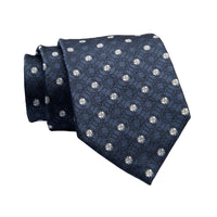 Grey & Silver Foulard Silk Tie
