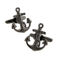 Black Anchor Rhodium Plated Cufflinks