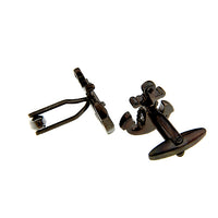 Nassau Black Anchor Rhodium Plated Cufflinks