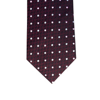 Burgundy & Silver Polka Dot Silk Tie