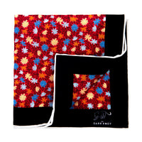 Red, Blue & Yellow Floral Linen Pocket Square