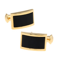 Gold Black Enamel Rhodium Plated Cufflinks