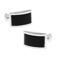 Black Enamel Silver Rhodium Plated Cufflinks