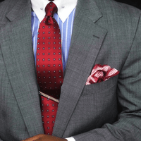 Red & Navy Foulard Silk Tie