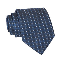 Bluish Grey Geometric Foulard Silk Tie