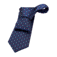 Navy & Red Geometric Foulard Silk Tie