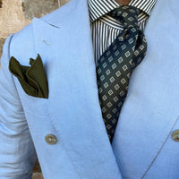 Olive Green Foulard Silk Tie