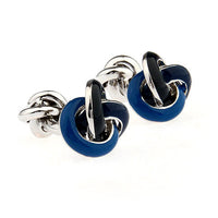 Pierrepont Navy & Black Knot Rhodium Plated Cufflinks