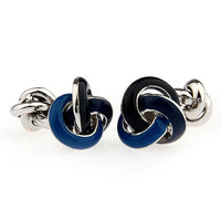 Pierrepont Navy & Black Knot Rhodium Plated Cufflinks
