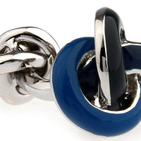 Pierrepont Navy & Black Knot Rhodium Plated Cufflinks