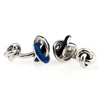 Pierrepont Navy & Black Knot Rhodium Plated Cufflinks