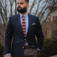 Brown & Red Striped Silk Knit Tie