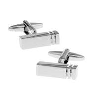 Silver rectangular rhodium plated cufflinks