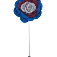 Concord Lapel Flower, Blue / Burgundy / Grey
