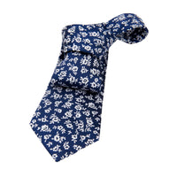 Blue & Silver Floral Silk Tie