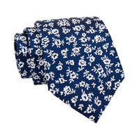 Blue & Silver Floral Silk Tie