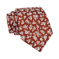 Silver & Orange Floral Silk Tie
