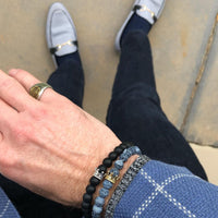 Grey & Black Stackable Beaded Bracelets