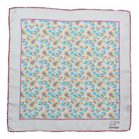 Cream & Blue Paisley Silk Pocket Square