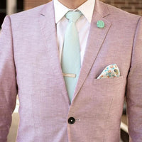 Cream & Light Blue Silk Pocket Square