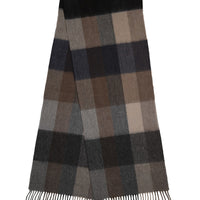 Men's Plaid Grey & Brown Wool Scarf