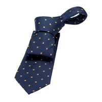Navy & Gold Geometric Foulard Silk Tie
